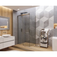 NOBEL R13 CHROM LUXUSNÍ SPRCHOVÁ ZÁSTĚNA OBDÉLNÍKOVÁ 100X80CM, SKLO 8MM