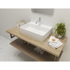 BLANC oválné umyvadlo z litého mramoru 60x15x43 cm