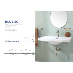 BLUE 50 keramické umyvadlo 50x39,5x18cm