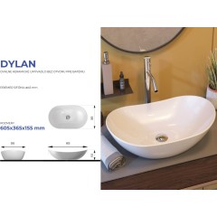 DYLAN keramické umyvadlo 60,5 x 36,5 x 15,5 cm 