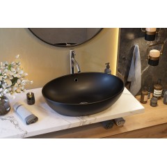 ELIA BLACK oválné keramické umyvadlo 58,7x16x42,6cm 