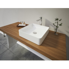 PANDORA hranaté keramické umyvadlo se zaoblenými rohy 40,5x40,5x11 cm