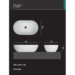 RAP oválné umyvadlo 56 x 32 x 15,6 cm