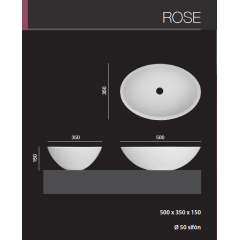 ROSE oválné umyvadlo 50 x 35 x 15 cm
