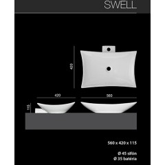 SWELL keramické umyvadlo 56 x 42 x 11,5 cm