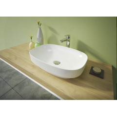 VIOLA2 hranaté keramické umyvadlo se zaoblenými rohy 55,7x39x15 cm