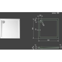 SMC 90x90cm sprchová vanička z tvrzeného polymeru čtvercová