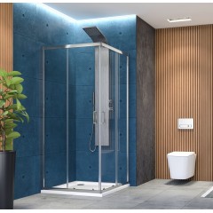 Čtvercová sprchová zástěna ABILITY A4 90 cm s posuvnými dveřmi 