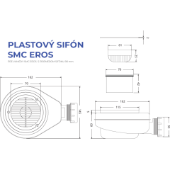 SMC EROS 90x70cm sprchová vanička z tvrzeného polymeru obdélníková  