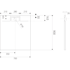 SMC EROS 90x70cm sprchová vanička z tvrzeného polymeru obdélníková  