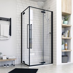 JAGUAR R14 100x80 Sprchový kout rohový vstup, černá matná, čiré sklo 8mm, 100x80x200cm