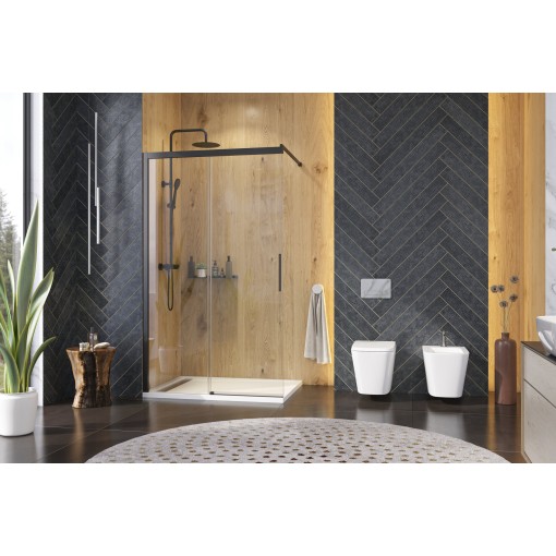 WELLNESS BLACK K2 130 WALK-IN s posuvným dílem 127,5-130cm, sklo 6mm   