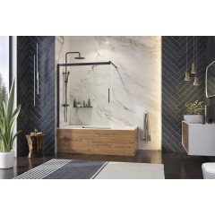 WELLNESS BLACK KV2 120 posuvná vanová zástěna 117,5-120cm, sklo 6mm  