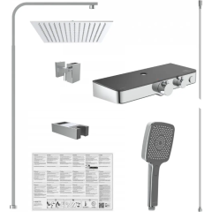 Sprchový set s policí včetně termostatické baterie OCEAN, chrom/antracit 60531