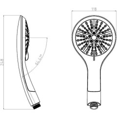 Ruční masážní sprcha 5 režimů sprchování, průměr 115mm, černá/chrom BROADWAY (60760)