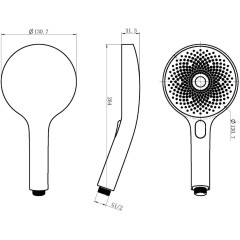 Ruční masážní sprcha 3 režimy sprchování, průměr 130mm, černá/chrom SAMOA RAIN (60956) 