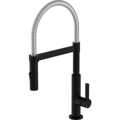 Dřezová stojánková baterie s výsuvnou sprškou MIAMI černá matná/chrom  (79146)