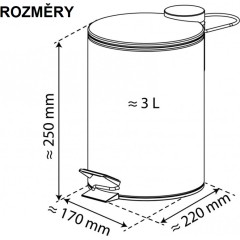 Kosmetický pedálový koš, černý, cca 3 l, s automatickým spouštěním BA0302