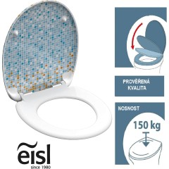Duroplastové WC sedátko se zpomalovacím mechanismem SOFT-CLOSE MOSAIC Modrá/oranžová ED82119