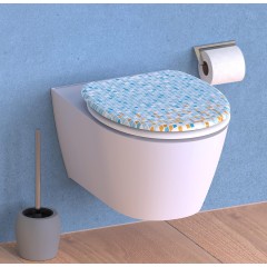 Duroplastové WC sedátko se zpomalovacím mechanismem SOFT-CLOSE MOSAIC Modrá/oranžová ED82119