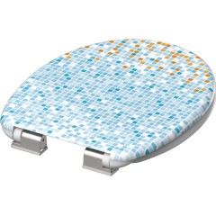 Duroplastové WC sedátko se zpomalovacím mechanismem SOFT-CLOSE MOSAIC Modrá/oranžová ED82119