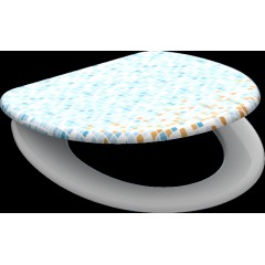 Duroplastové WC sedátko se zpomalovacím mechanismem SOFT-CLOSE MOSAIC Modrá/oranžová ED82119
