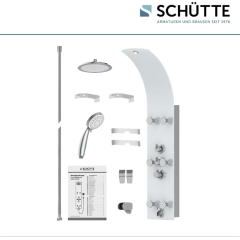 Skleněný sprchový panel LANZAROTE III, s termostatickou baterií, bílý 60025