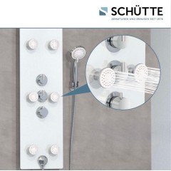 Skleněný sprchový panel LANZAROTE III, s termostatickou baterií, bílý 60025