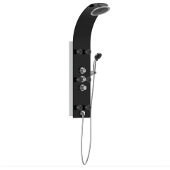 Skleněný sprchový panel LANZAROTE, s termostatickou baterií, černý 60029