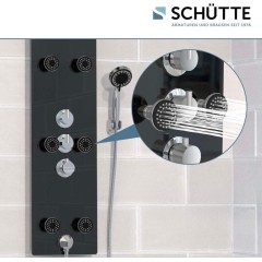 Skleněný sprchový panel LANZAROTE, s termostatickou baterií, černý 60029
