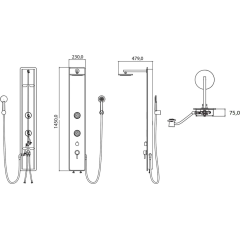 Skleněný sprchový panel, antracit 60033