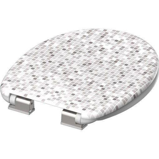 Duroplastové WC sedátko se zpomalovacím mechanismem SOFT-CLOSE MOSAIC GREY, ED82118