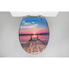 Duroplastové sedátko se zpomalovacím mechanismem SOFT-CLOSE SUNSET SKY