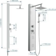 Sprchový panel s pákovou baterií TAHITI nerezová ocel