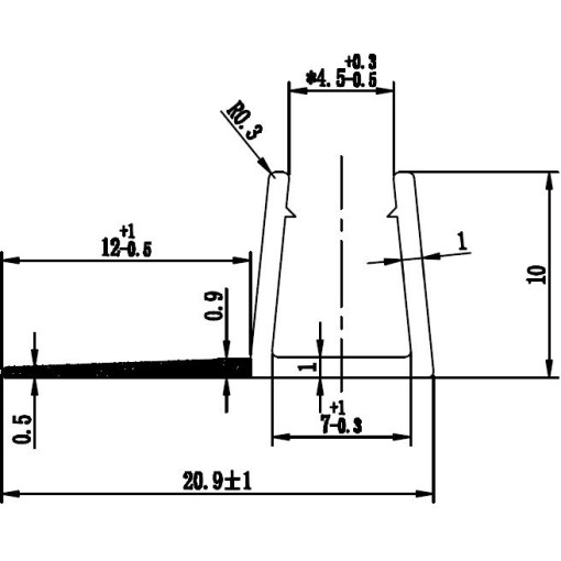 Svislé těsnění pro skla 6mm, délka 1884mm pro série Pure S4 a Flexi D2