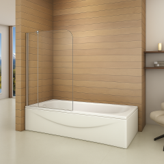 Vanová zástěna PURE V2 120x140 - dvoudílná s pevným dílem, čiré sklo