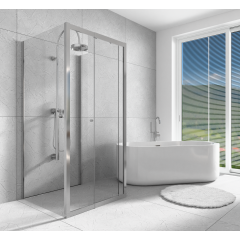 Třístěnný sprchový kout Flexi U3 90x100x90 L/P varianta včetně sprchové vaničky z litého mramoru