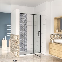 Sprchové dveře BLACK SAFIR B5 80, jednokřídlé s pevnou stěnou 79-81 x 185