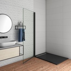 BLACK SAFIR WF1 90 Otočná WALK-IN zástěna 85,2–87,2 × 200 cm, čiré sklo