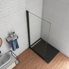 BLACK SAFIR WF1 90 Otočná WALK-IN zástěna 85,2–87,2 × 200 cm, čiré sklo