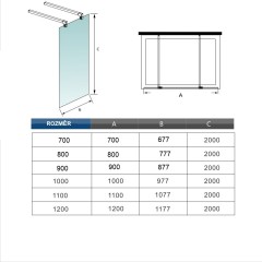 FORCE FROSTED F2 120 Sprchová zástěna WALK-IN 120 × 200 cm, 10 mm tvrzené bezpečnostní sklo s neprůhlednou fólií 