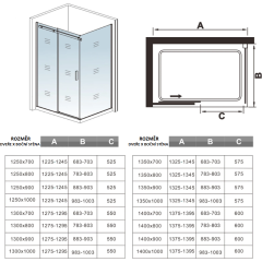 Obdélníkový sprchový kout HARMONY 120x90, L/P varianta 