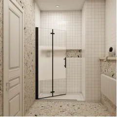 Zalamovací WALK-IN zástěna Melody Black Line WF1 70x195, čiré sklo