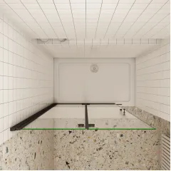 Zalamovací WALK-IN zástěna Melody Black Line WF1 70x195, čiré sklo