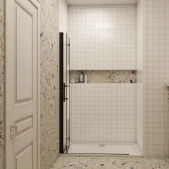 Zalamovací WALK-IN zástěna Melody Black Line WF1 70x195, čiré sklo