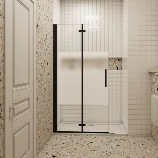 Zalamovací WALK-IN zástěna Melody Black Line WF1 70x195, čiré sklo