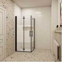 Sprchový kout MELODY BLACK LINE R807, 80x70 se zalamovacími dveřmi  