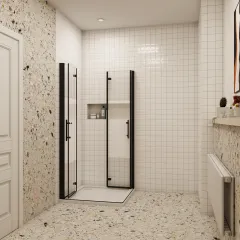 Sprchový kout MELODY BLACK LINE R176, 100x76 se zalamovacími dveřmi 