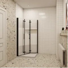 Sprchový kout MELODY BLACK LINE R176, 100x76 se zalamovacími dveřmi 