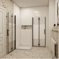Sprchový kout MELODY BLACK LINE R176, 100x76 se zalamovacími dveřmi 